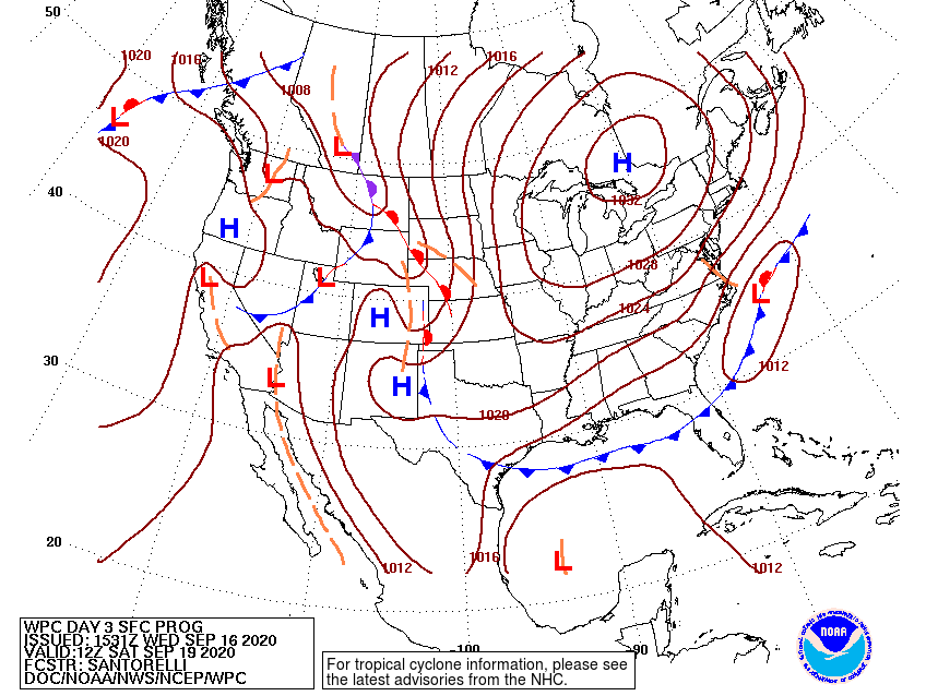 Saturday forecast map from the Climate Prediction Center